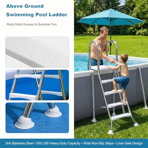Escalera para piscina elevadas acero inoxidable 33 in miniatura 4