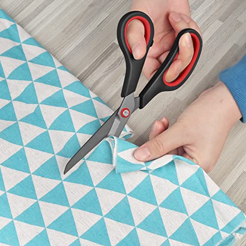 Image of KUONIIY Ultra Sharp Titanium Coated Scissors with Comfortable Multi Purpose Handles, Red Black, 8.4 inch