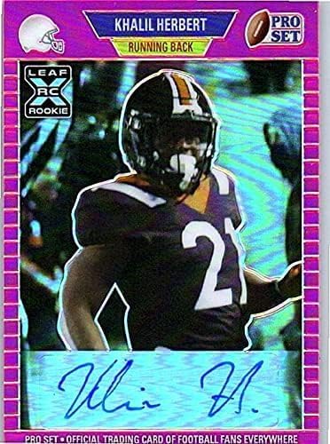 Khalil Herbert Autographed & Serial Numbered #12/35 Pro Set Leaf XC Rookie Card Collectible Football Card - 2021 Leaf Pro Set Football Card #PA-KH2 (Bears)