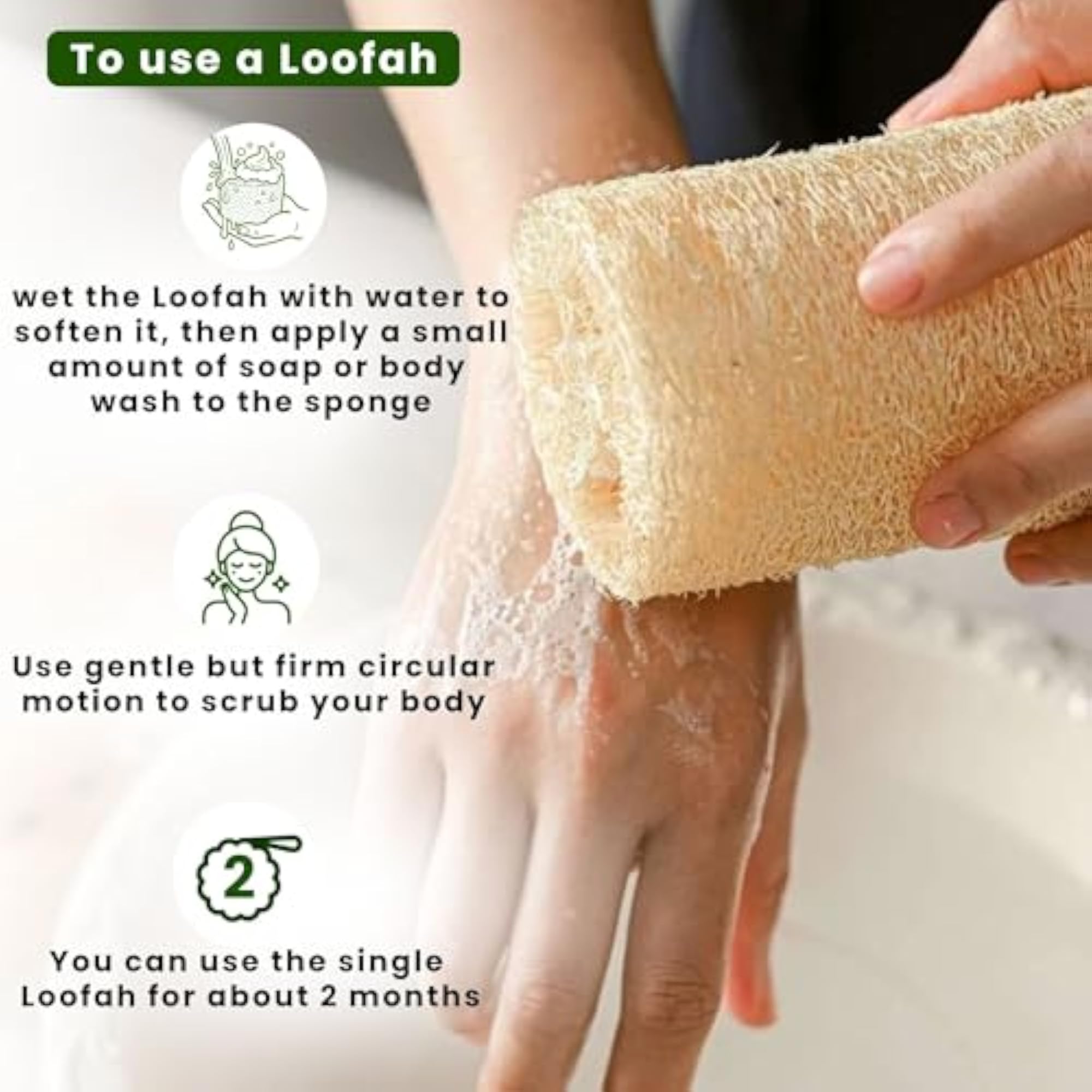 Natural Loofah Bath Sponge | Body Scrubber Hanging Loop