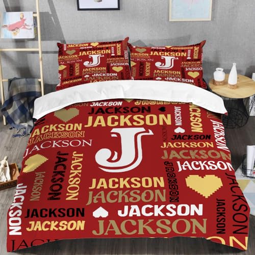 FelizaPrint Custom Bedding Set with Name on It, Personalized Text Comforter Cover Twin Full Queen King, Name Blankets Personalized Adult 3 Pcs Bed Set with Name Bedding, Custom Name Bedroom Decor