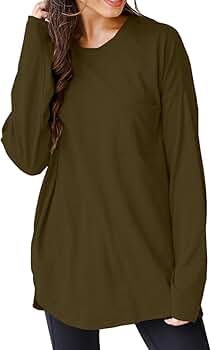 Wihion Women Oversized Long Sleeve T-Shirts Cotton Crewneck