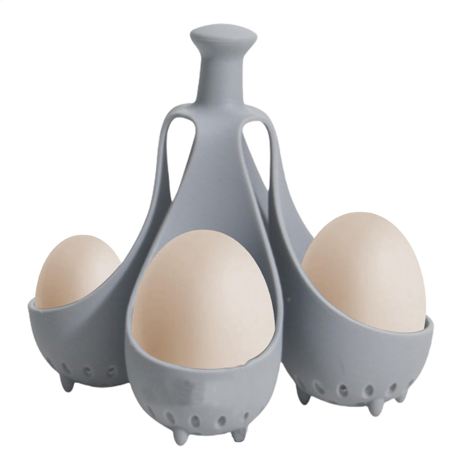 Silicone Egg Cooker Cups, Egg Poacher Set, 5.12x5.12x4.92 Inches High Temperature Resistant Dishwasher Safe Compact Stackable Design, Kitchen Storage Rack for Easy Drawer