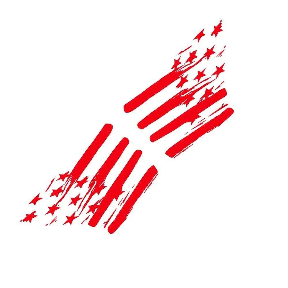 Pickup Rear Trunk Bed Side Stickers Truck Graphics American Flag Decor Cover Vinyl Decals(Red)