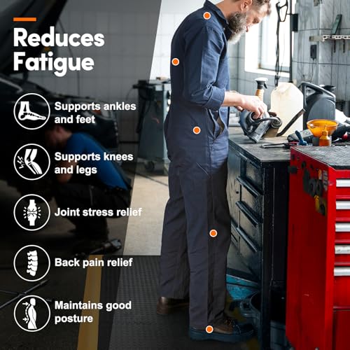ISXACFF Anti Fatigue Mats Industrial 3\' x 6\' 15/16\" Thick Thick Ergonomic Standing Mat Heavy Duty Diamond Plate Shop Floor Mats Commercial Kitchen Mat Helps Relieve Back and Leg Soreness