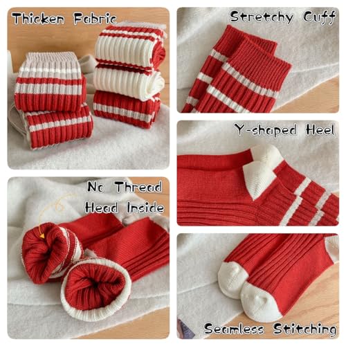 5/10 Pairs Striped Socks for Women, Green & Red Striped for Christmas and New Year, Athletic Running Socks Crew socks3