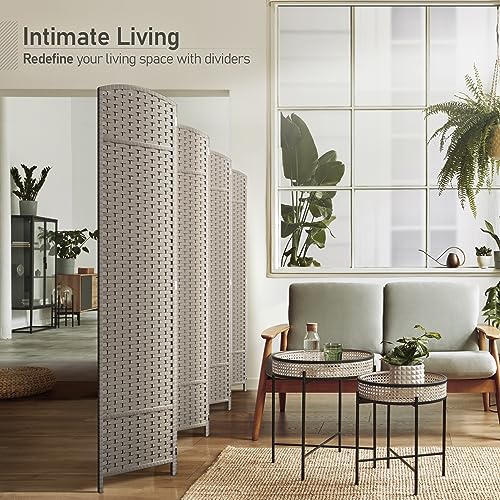 Sorbus Room Divider Folding Privacy Screen, 8 Panel 6 Ft. Tall Extra Wide Partition Foldable Panel Wall Divider, Double Hinged Room Dividers And Folding Privacy Screens (Beige) #TOP2