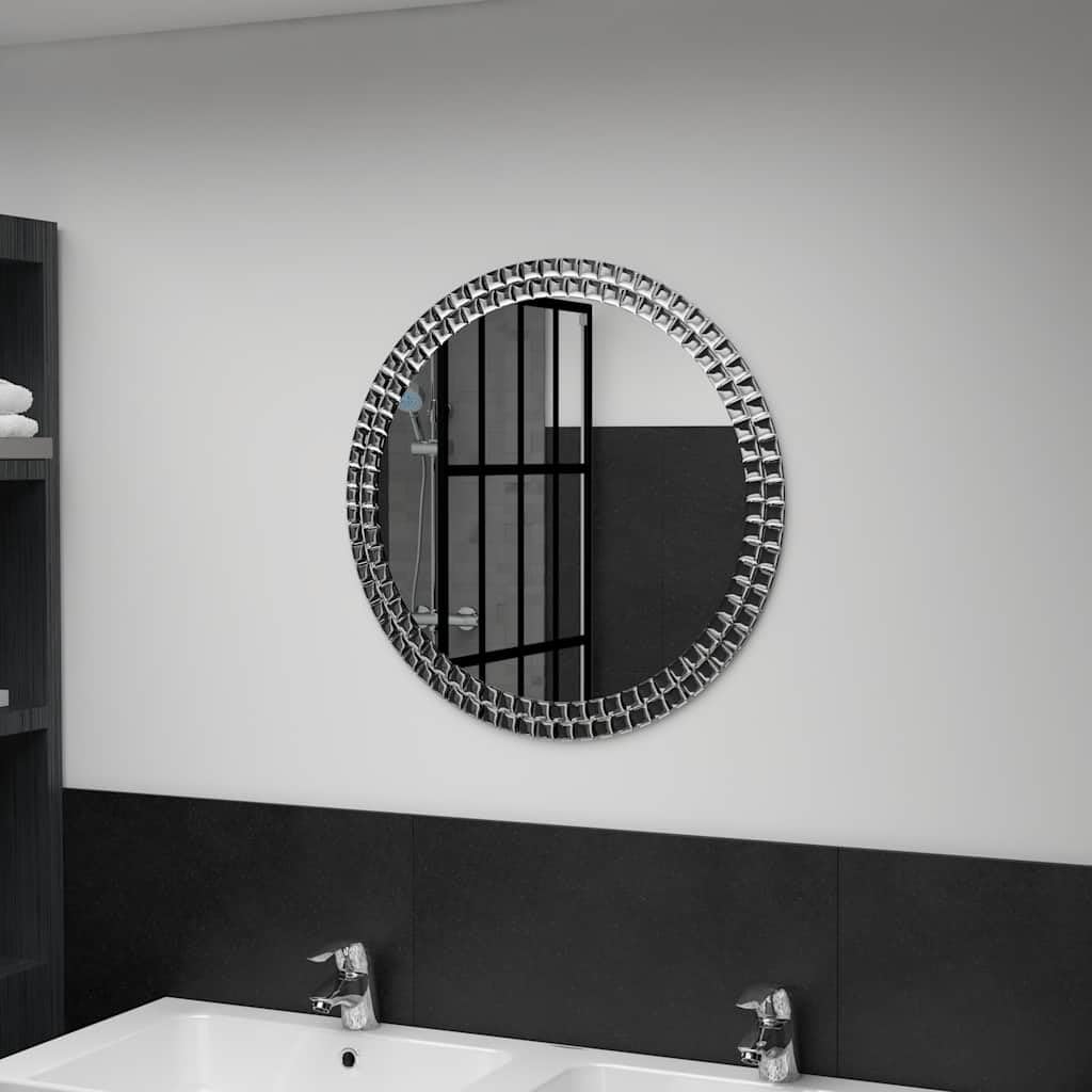 vidaXL Espejo de Pared Tocador Redondo Maquillaje Mueble de Cuarto Baño Salón Sala Dormitorio Decoración Hogar de Vidrio Templado 60 cm