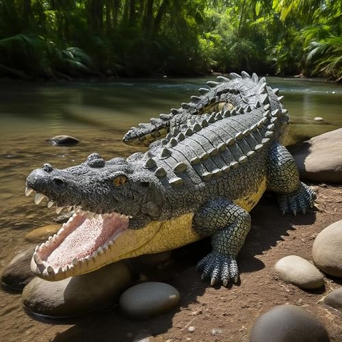Euiroet 33 cm echte Krokodil-Statue, Outdoor-Rasenkrokodil-Skulptur, Gartenskulpturen und Statuen, Ornament, Teich-Tierstatuen, Krokodil-Dekor, perfekt für Haus, Garten, Terrasse, Hinterhof Euiroet 33 cm echte Krokodil-Statue, Outdoor-Rasenkrokodil-Skulptur, Gartenskulpturen und Statuen, Ornament, Teich-Tierstatuen, Krokodil-Dekor, perfekt für Haus, Garten, Terrasse, Hinterhof