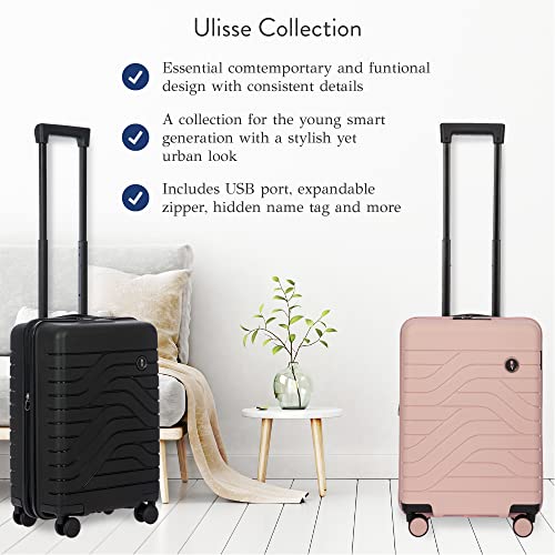 Bric's B|Y Ulisse Spinner Suitcase - 21 Inch Expandable Carry-On Luggage - Hard Exterior And Tsa-Approved Lock - Pearl Pink #TOP3