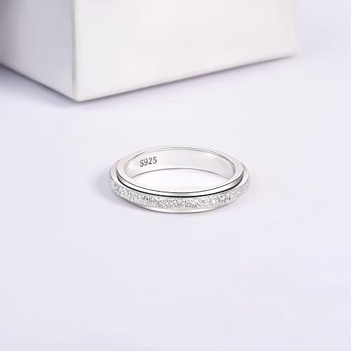 Miniatura 5 de Teioa Anillos giratorios de plata de ley antiansiedad, anillos para aliviar el aburrimiento, TDAH, autismo, anillos para mujeres y hombres