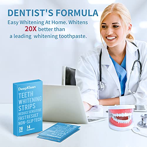 Image of Teeth Whitening Strips - DeepKlean White Strips for Removing Years Stains, Enamel Safe, 3 Days Express Result, 28 Teeth Whitener Strips for Teeth Sensitive 14 Treatments Peppermint Non-Slip Strips