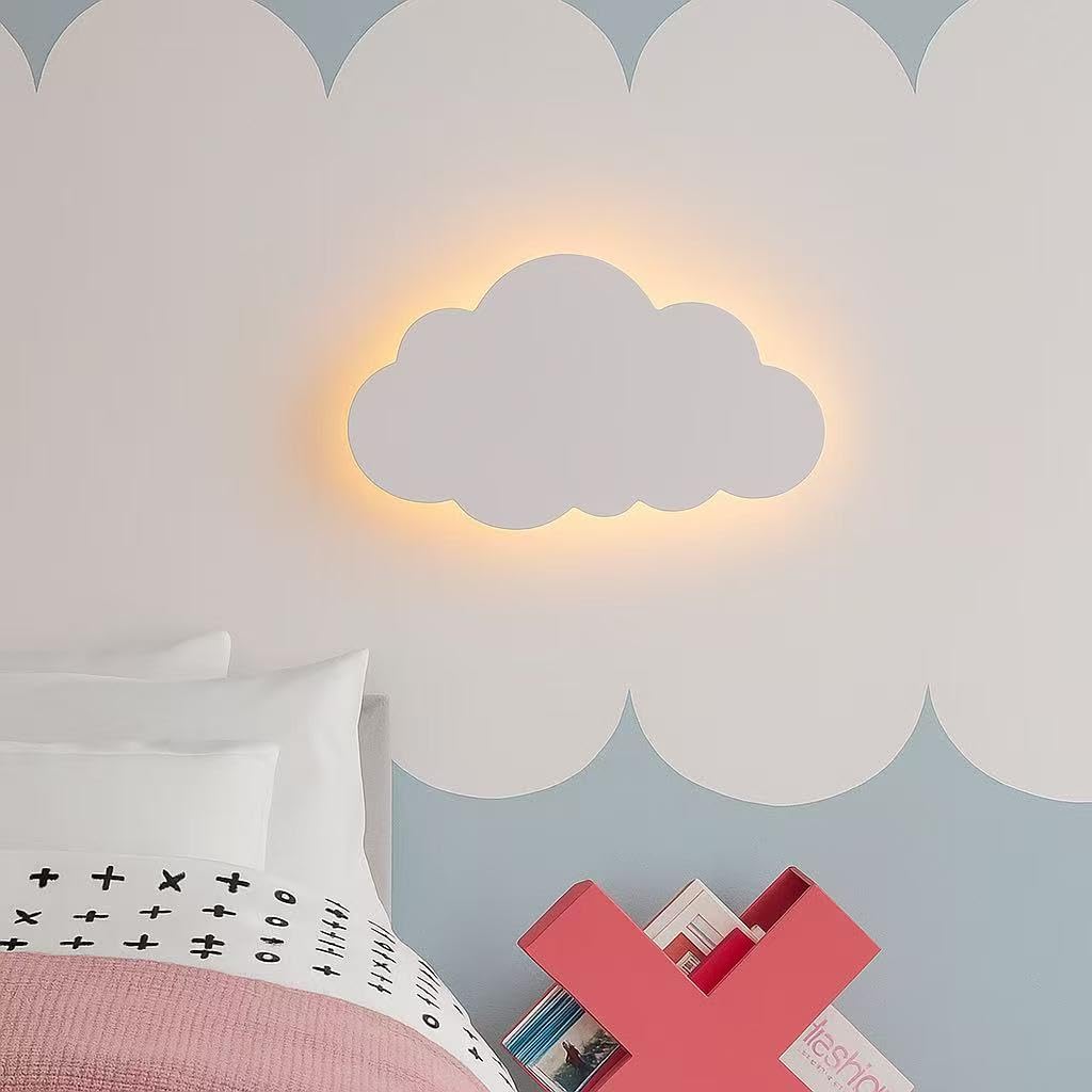 Applique da muro LED 9W design nuvola, luce regolabile 3000K-6500K, lampada da parete per camera da letto bambini soggiorno AQ28-B3C