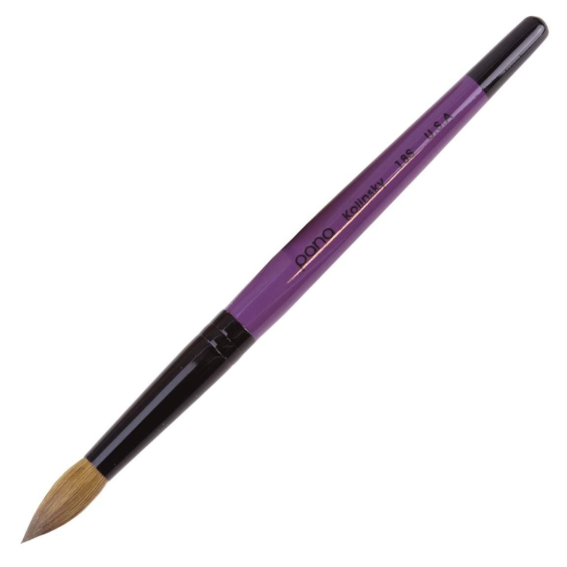 Pure Kolinsky Hair Acrylic Nail Brush - Round Shape Black Ferrule with Purple Wood Handle (Size 18)