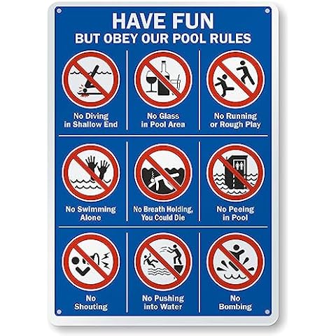 CDXHOME Pool Rules Metal Sign - Safety First Cover