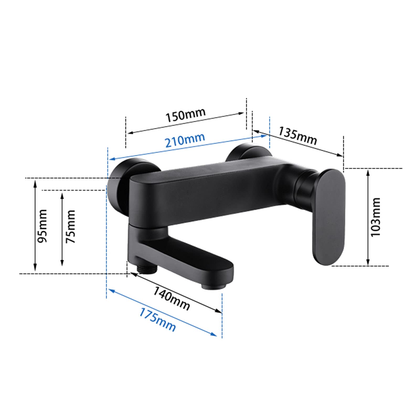 Grifo de bañera con Ducha de Mano, Grifo de bañera de Pared, caño Giratorio, Grifo Mezclador de Agua fría y Caliente, Juego de Grifo de Ducha Negro,