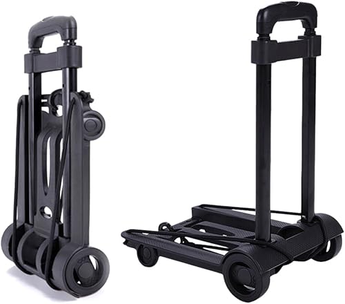 SOLUSTRE Carrito de compras plegable para comestibles, negro, 4 ruedas, material de hierro duradero, fácil de transportar y almacenar, ideal para