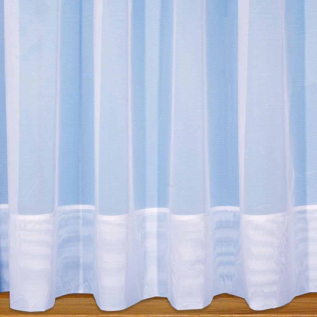 John Aird Sarah - Plain White Net Curtain With 7" Envelope Hem Base - Select Your Size (5.5 Metres Width, Drop: 90" (229cm))