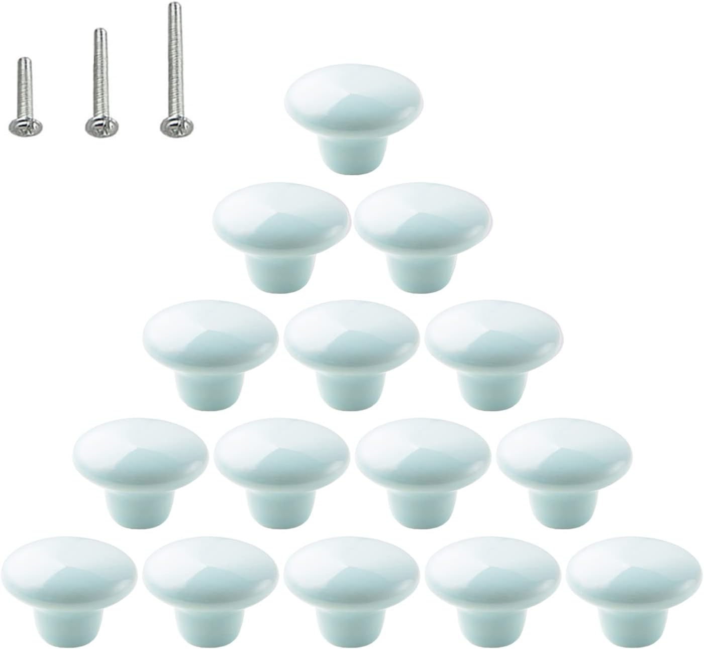 HUAMULAN 15PCS Glossy Ceramic Knobs Button Round Mushroom Cabinet Dresser Vintage Pulls Door Handles Cupboard Wardrobe Drawer, Dia. 1.5 inch 38mm