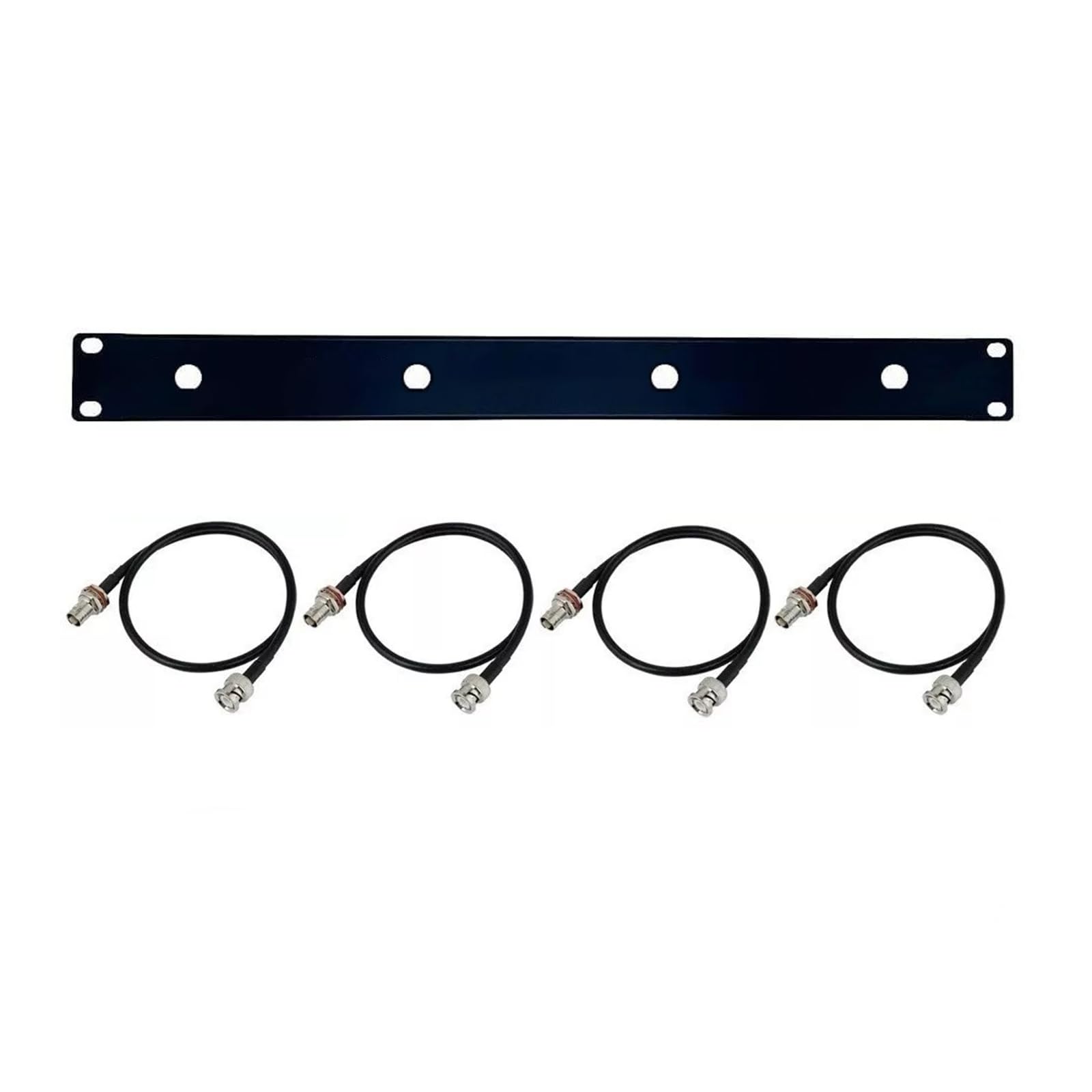 Kit de montage d'antenne de 48,3 cm pour récepteur de microphone sans fil - Panneau avant 1U 4 ports avec 4 câbles BNC 40