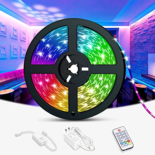 RGB Led Light Strips for Bedroom Dekala 16.4ft RGB 5050 Flexible Minger Led Strip Lights with RF Remote Controller Color Changing String Lights for Kitchen Cabinet Living Room Home Party Decorations