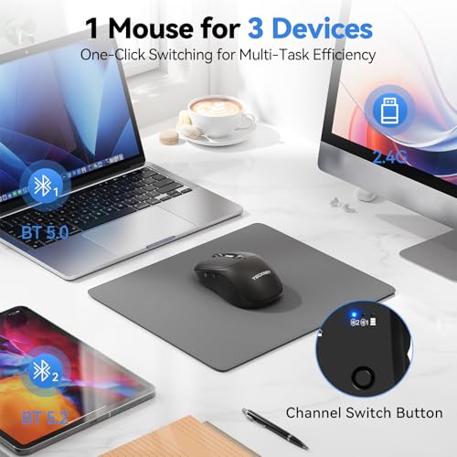 TECKNET Tri-Mode Rechargeable Bluetooth Mouse with LED Display for Laptop - image 3