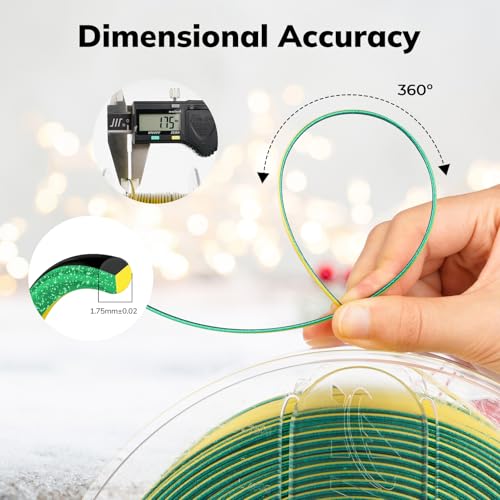 Image of AMOLEN Glitter PLA Filament 1.75mm 3D Printer Filament Shiny Triple Color Black Yellow Green Dimensional Accuracy + /- 0.02mm 1KG /2.2lbs with Sparkles Compatiable with Most 3D Printers