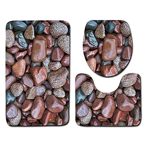 oneforus Badezimmermatten-Set,3D-Druck Toilettenteppich Set 3-teilige rutschfeste und weiche Badematten…