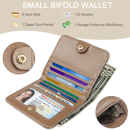Image of Crocodile Wallets Women Small RFID Blocking Credit Card Holder | Luxury Alligator Faux Leather Thin Bifold Croc Womens Wallet Ladies Mini Purse with Coin Pocket, Khaki