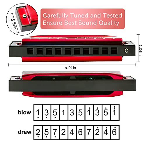 East Top Blues Harmonica, Diatonic Harmonica Key Of C 10 Holes 20 Tones Mouth Organ Blues Harp Harmonica For Adults thumb #4