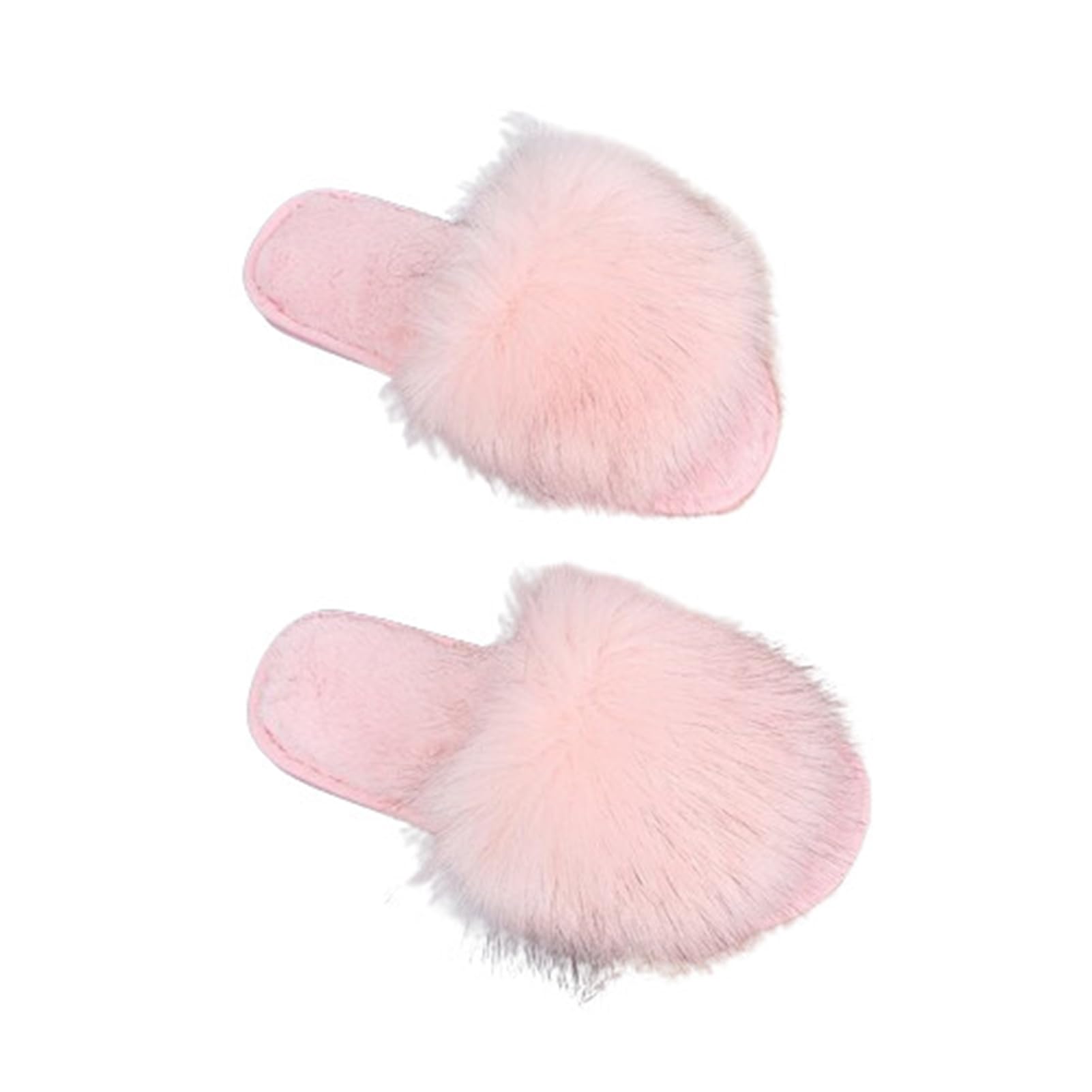 Znel Women's Pink Fluffy Pom Pom Feather Soft Plush Cozy Memory Foam Scuff Slippers Faux Fur Slip On House Bedroom Shoes For (40/41 Eu, )