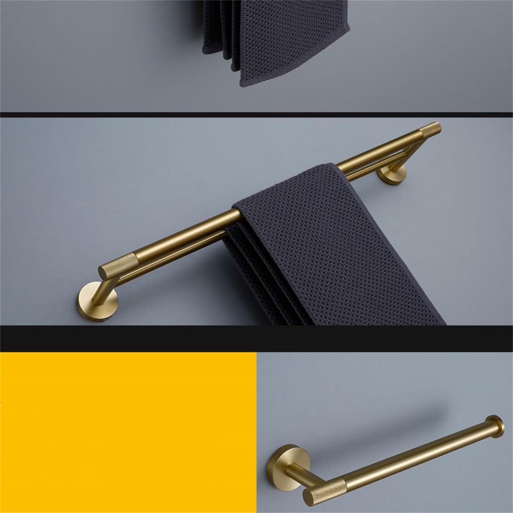 Set di accessori hardware per il bagno Kit in ottone zigrinato oro spazzolato Porta asciugamani Anello porta accappatoio Porta carta Porta asciugamani Scopino, portasciugamani, 45