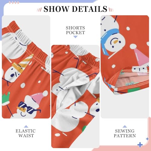 Boys' Pants Christmas Cute Snowman Colorful Long Bottoms Jogger Pants Elastic Waist Trousers with Pockets S-XL4