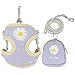 wonfar Yellow Daisy Dog Harness and Leash Set Embroidery Breathable Adjustable Snack Bag Pet Harness for Small Medium Dog Cats Vest Dog Supplies (S, Blue)