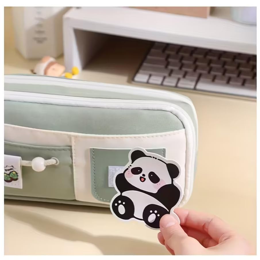 Image of Pencil Case for Girls & Boys, Large Capacity Pencil Pouch with 3 Layers & 6 Compartments, Multi-Compartment Pencil Box Organizer for School Kids, College Students Stationery Storage - CUTE PANDA