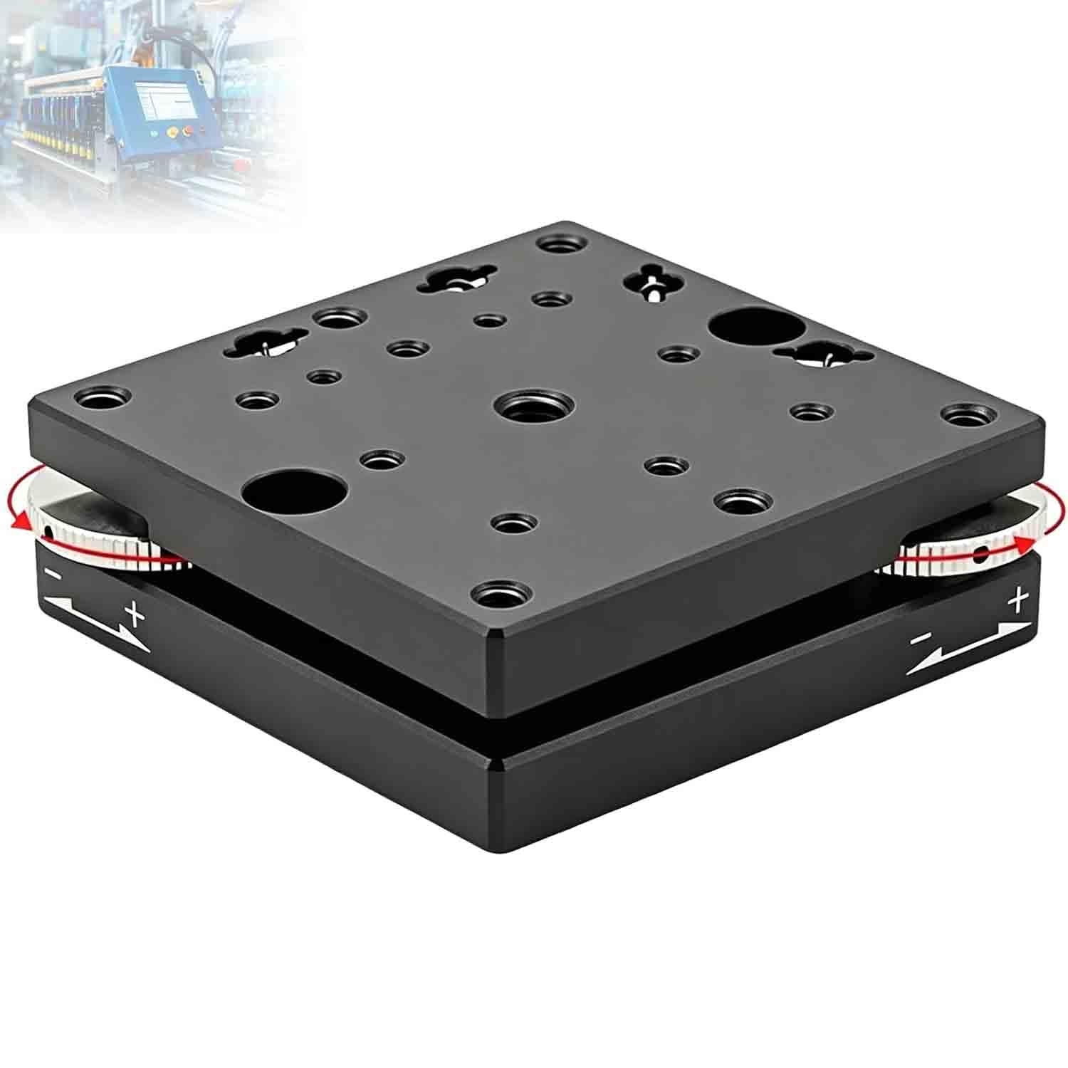 OSPSHPG Manual Xy-axis Tilt Stage, Precise Manual Goniometer Stage, Aluminum Alloy, Table Size 60×60mm, Precision Micrometer Adjustable Platform ±2°, For Microscopy And Automation