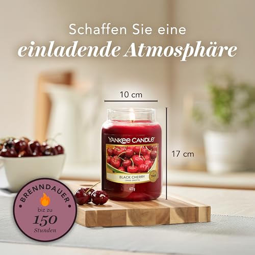 Yankee Candle Duftkerze im Glas (groß) | Black Cherry | Kerze mit langer Brenndauer bis zu 150 Stunden | Perfekte Geschenke für Frauen – Bild 5