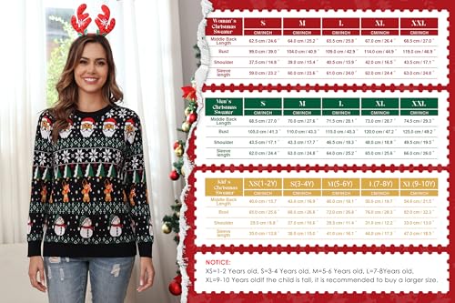 Image of Aiboria Matching Family Ugly Christmas Reindeer Snowflakes Sweater Pullover for Women /Men /Boys /Girls