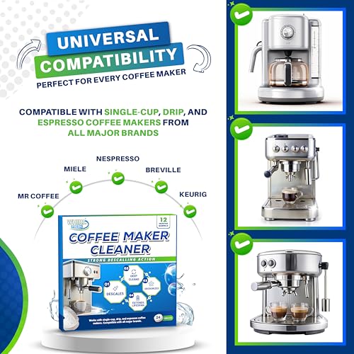 Image of Coffee Machine Descaler Tablets - 24 Count, Coffee Maker Cleaner Tablets Compatible with All Major Brands Including Breville, Nespresso, Keurig, Ninja, Philips,Miele, Delonghi & more