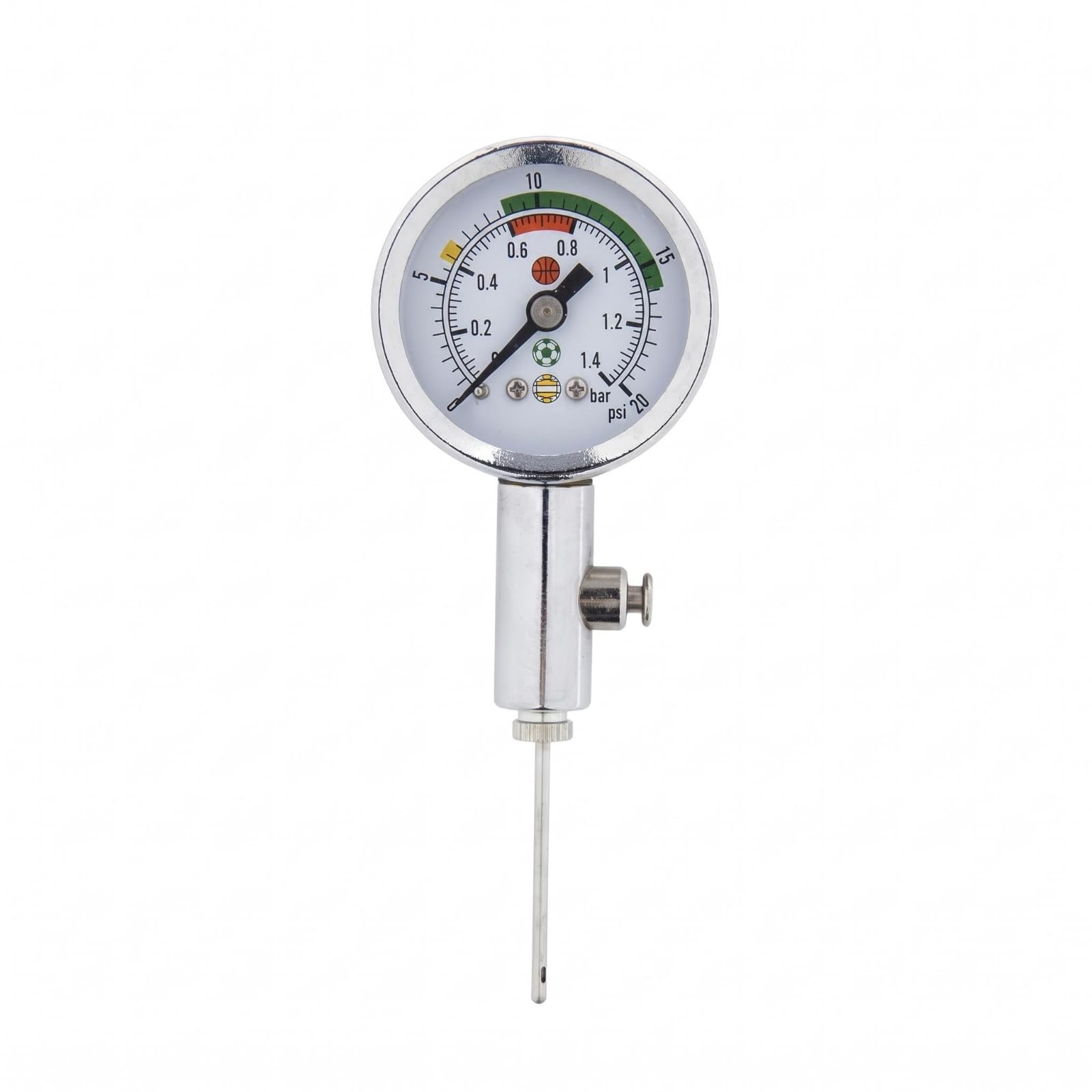 Basketball Pressure Meter Analog Gauge Face Football Pressure Gauge Metal Body Sports Tool for Referees, Coaches, Game Day, Training, Silver-image-39