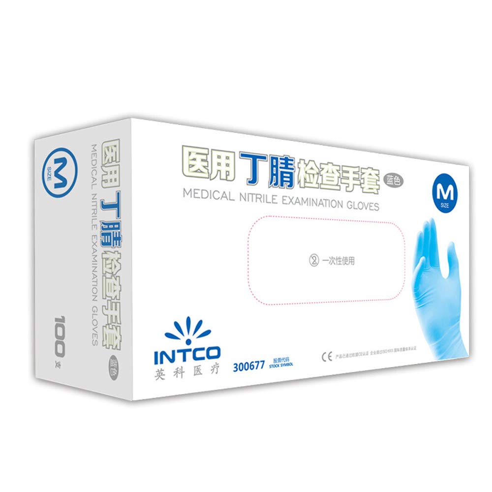 Intco 100pcs Disposable Nitrile Glove Powder Free Examination