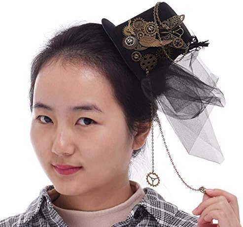 BLESSUME Victorian Steampunk Women Mini Top Hat Hair Clip Party Hat Dancing Cocktail Head Clip