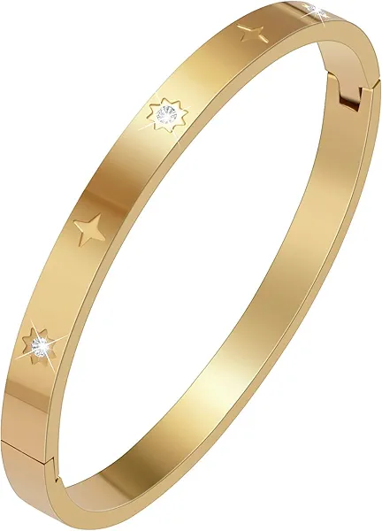 RDISOR Gold Bracelets for Women Friendship Love Bangle Bracelets 14K Gold Plated Stainless Steel Bracelet Jewelry Valentines Birthday Christmas Gifts for Women Stocking Stuffers