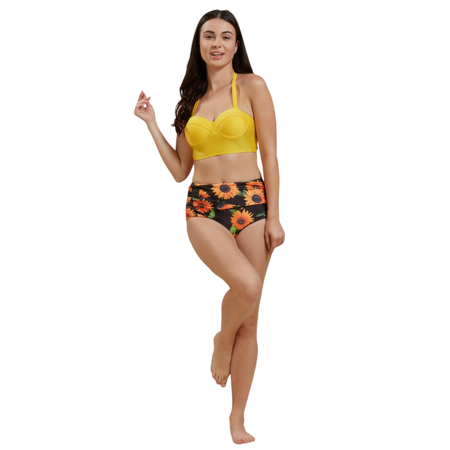 noroke Women's Premium Dazzle Bikini Set Yellow Orange | Stylish Bikini for Women |2 pc Swimwear-picture-23
