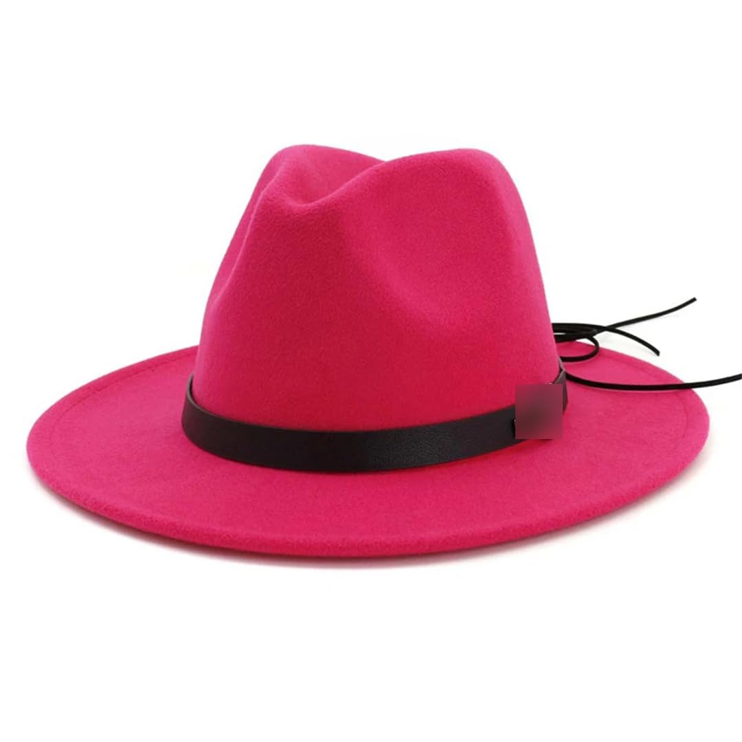 Suwequest Cappello da donna e da uomo, in feltro di lana, a tesa larga, stile jazz, da cowboy, trilby, per feste formali