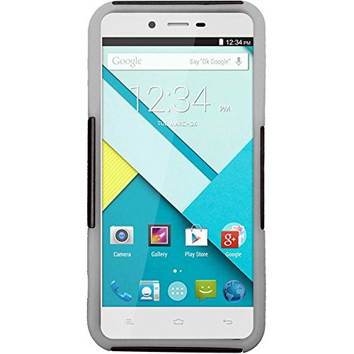 Image of HR Wireless BLU Studio Energy D810L Robust Hybrid with Kickstand Holster Clip - Retail Packaging - Black(PC) /White (Silicone)