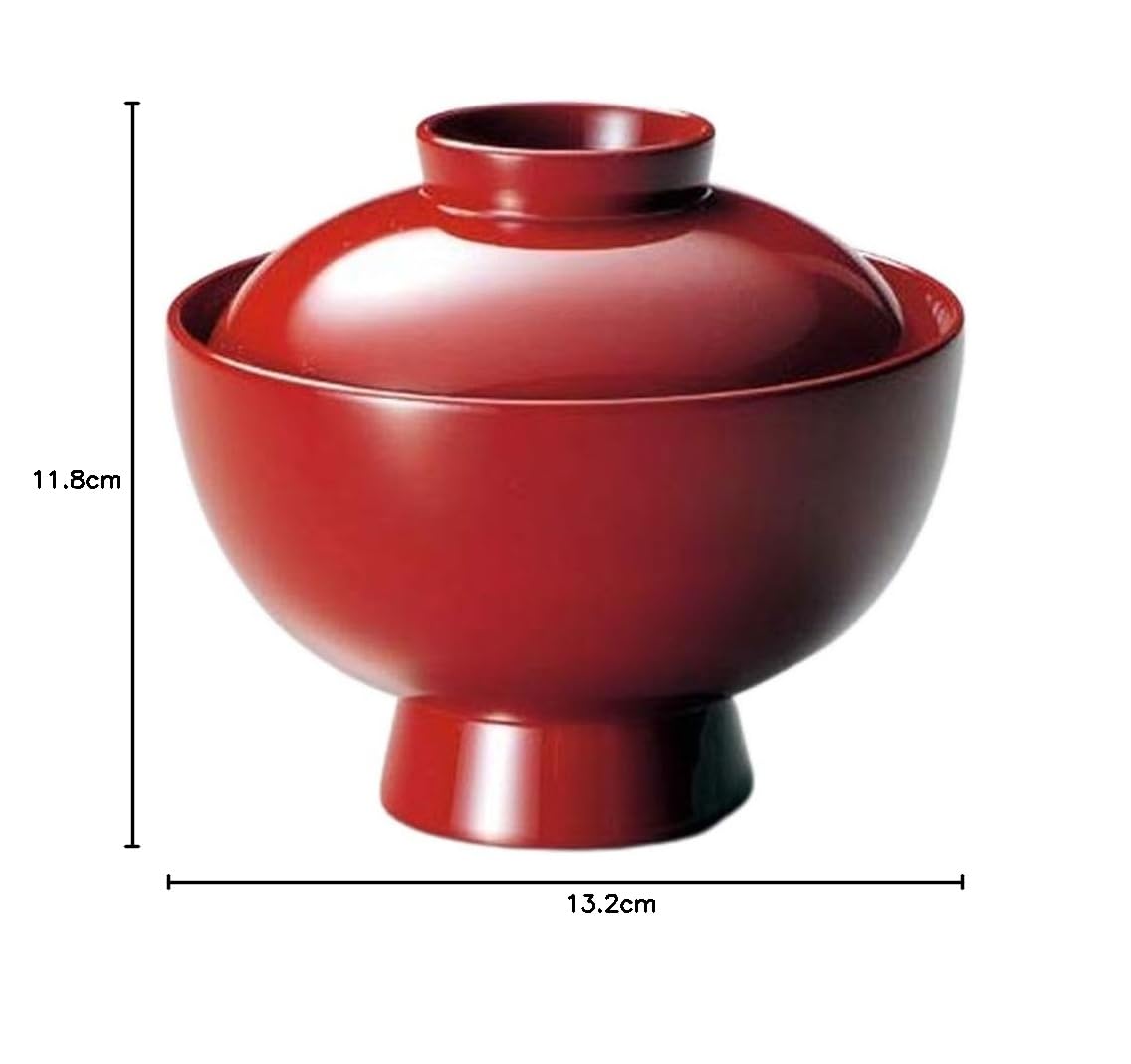 J-kitchens 汁椀 日本製 木製 無地 雑煮椀 朱 （1客) 13.2cm 漆