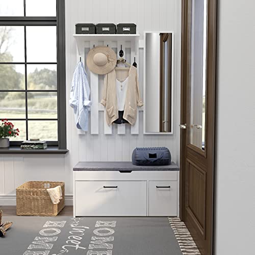 Meerveil Shoe Bench with Seat, Shoe Bench with Storage and Flip-up Drawer, Wooden Industrial Style for Hallway Entryway, W100 x H52 x D30 cm, White - Cosy Home Interiors Meerveil Shoe Bench with Seat, Shoe Bench with Storage and Flip-up Drawer, Wooden Industrial Style for Hallway Entryway, W100 x H52 x D30 cm, White - Image 7