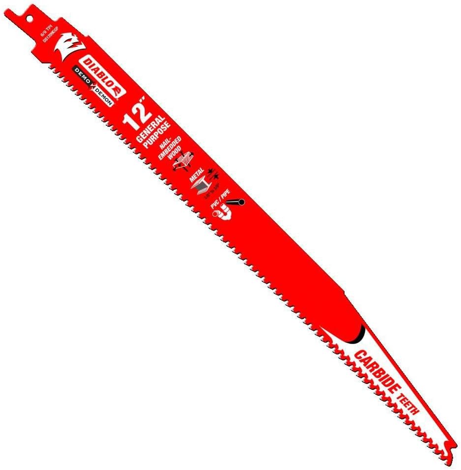 Diablo Demo Demon Reciprocating Saw Blades for General Purpose Cuts - 12" Length, 6/9 TPI, Carbide Teeth, Non-Stick Coating, 10-Pack - DS1209CGP10