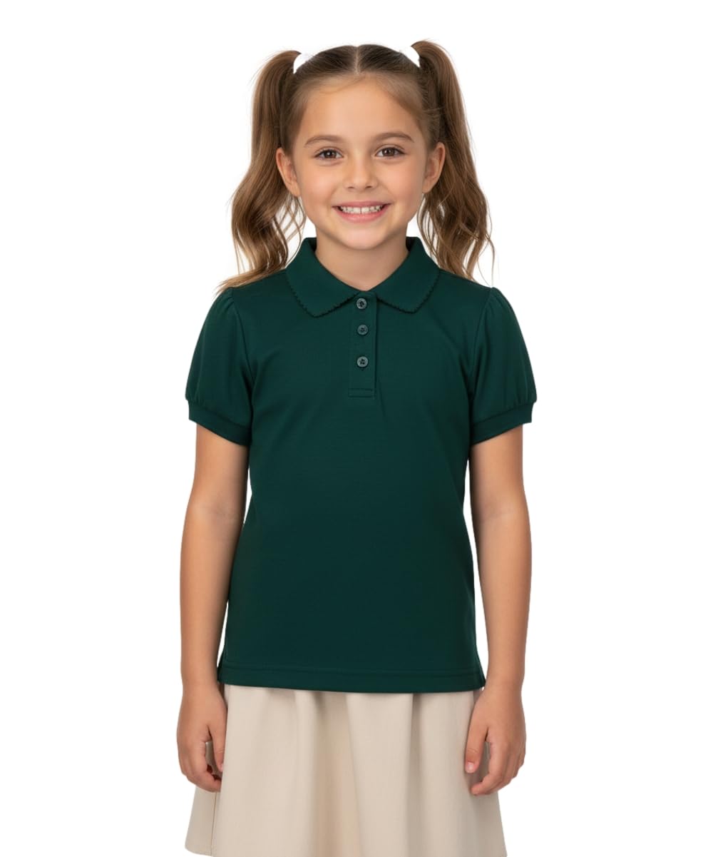 unik Girl's Uniform Polo Shirt Short Sleeve White Navy Sky Blue Red Green Pink